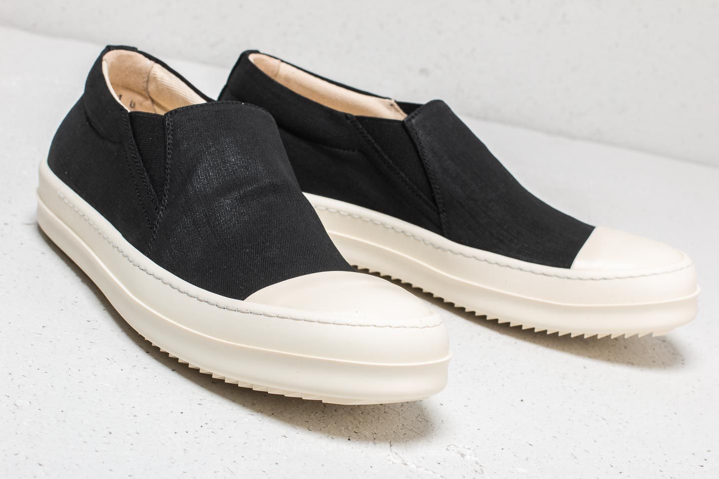Herren Sneaker und Schuhe Rick Owens DRKSHDW Boat Sneaks Black/ Black/ Milk