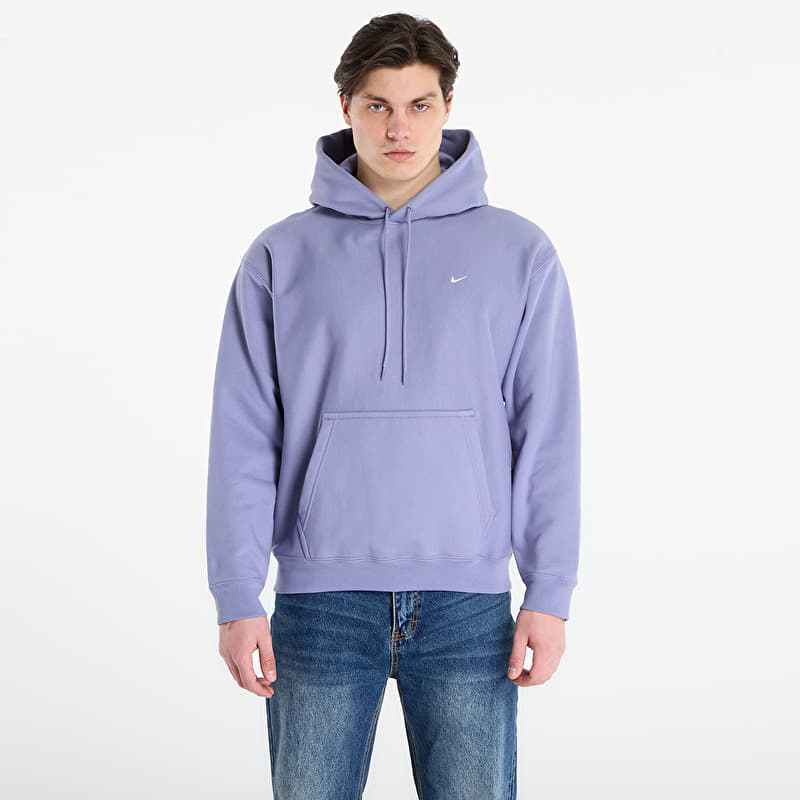 Sweatshirt Nike Solo Swoosh Men's Pullover Hoodie Iron Purple/ White