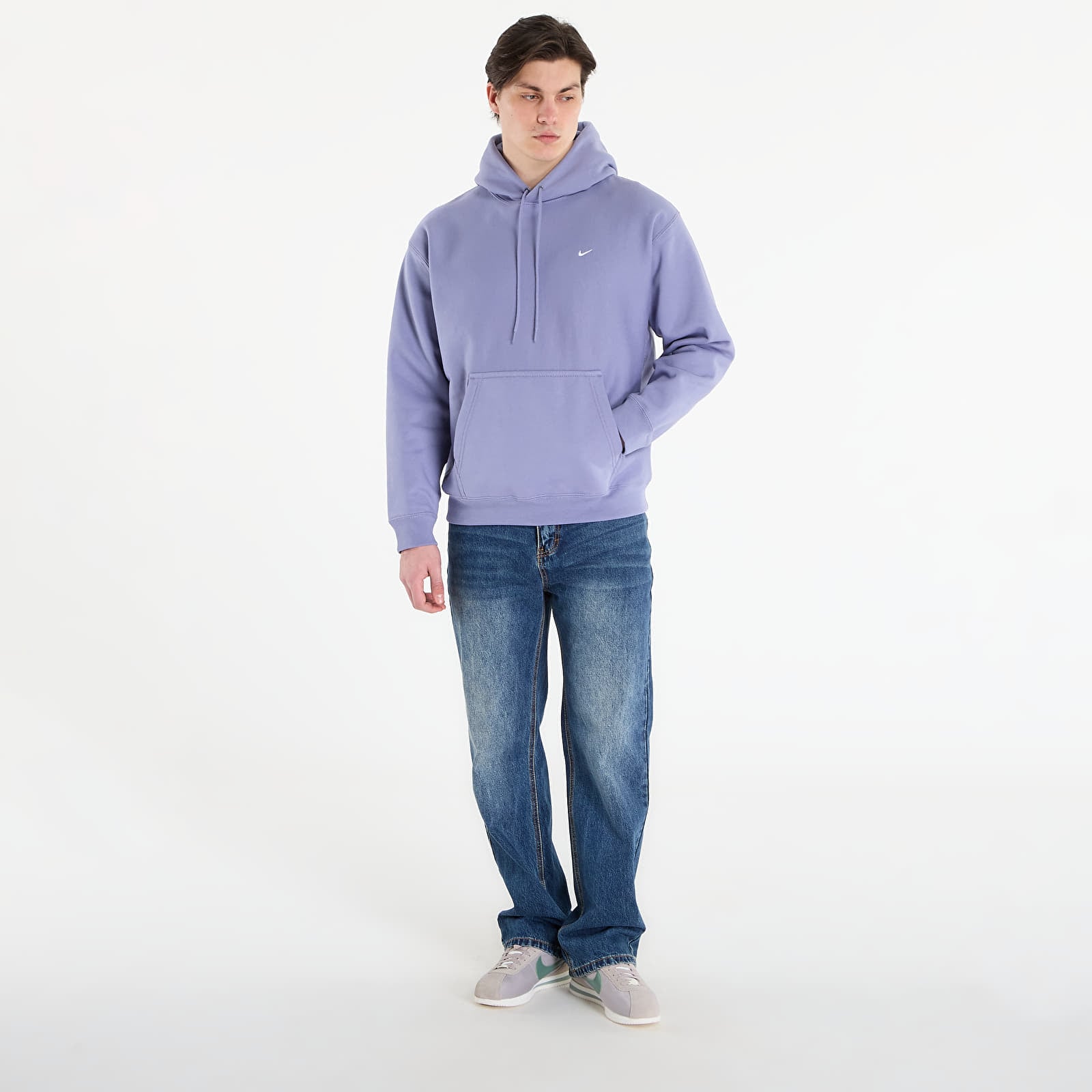 Pánske mikiny Nike Solo Swoosh Men's Pullover Hoodie Iron Purple/ White