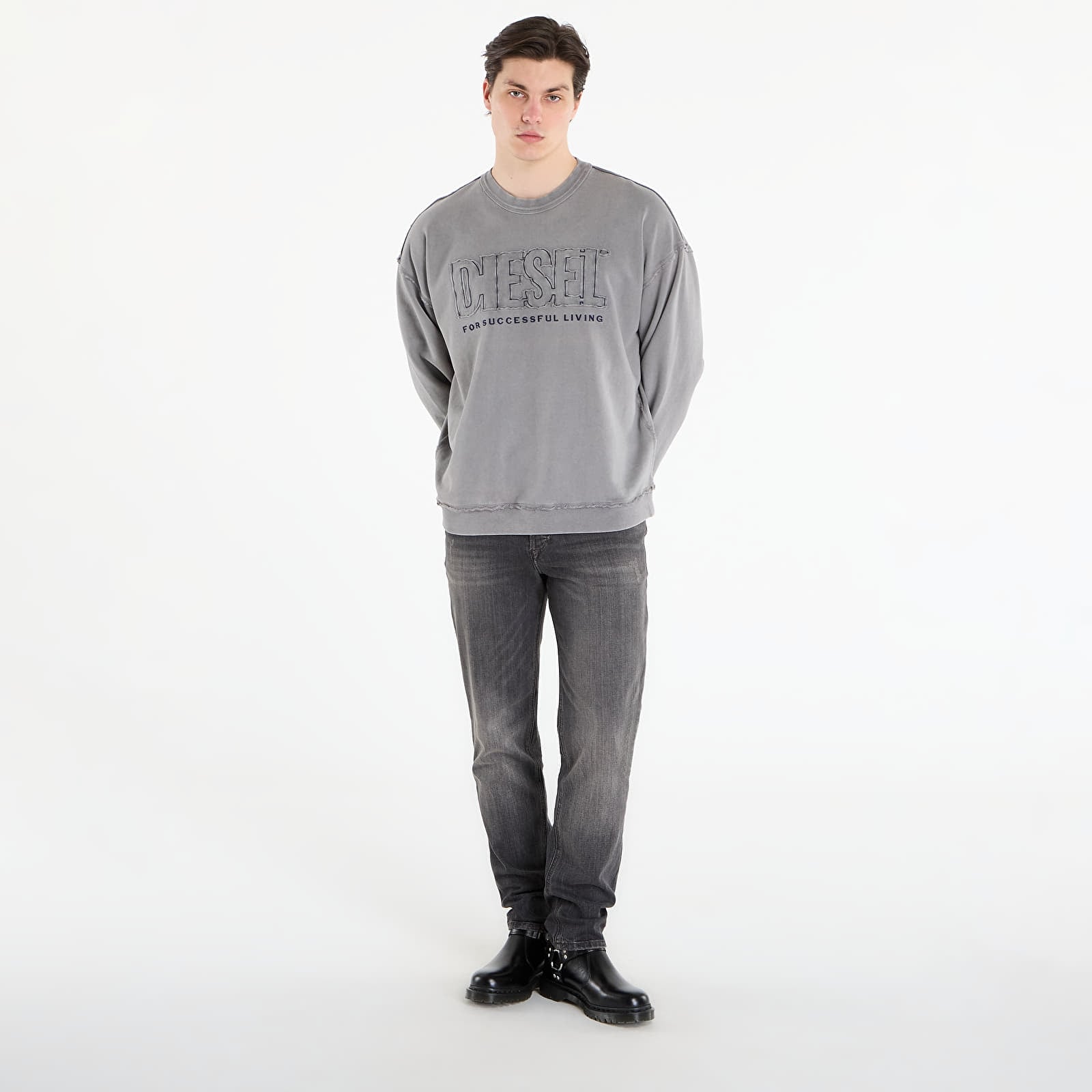 Muške majice kratkih rukava DIESEL S-Boxt-Raw-V1 Sweat-Shirt Steeple Gray