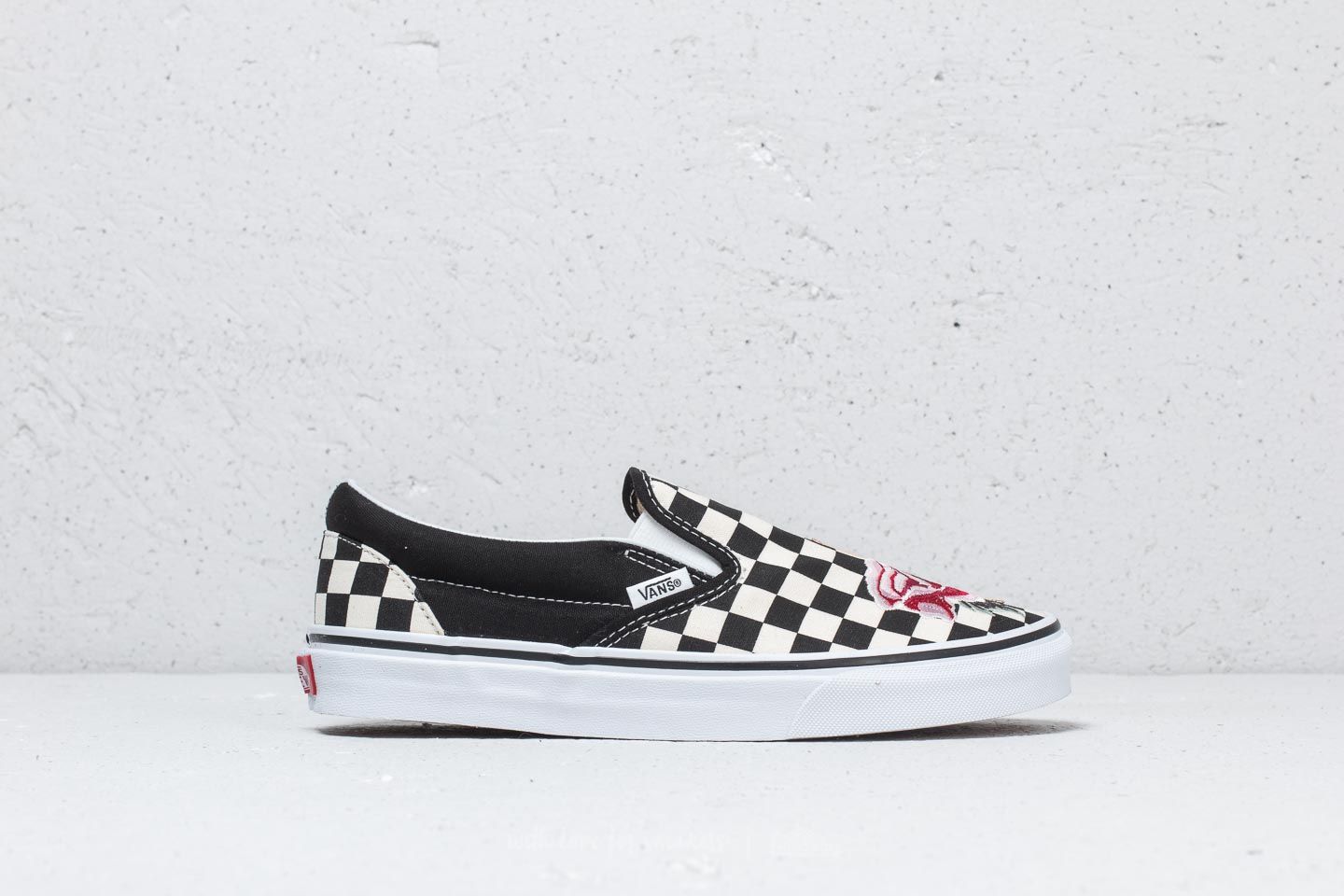 Satin patchwork sale slip on vans
