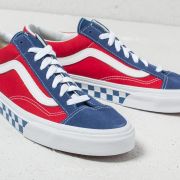 Vans checkerboard red and on sale blue