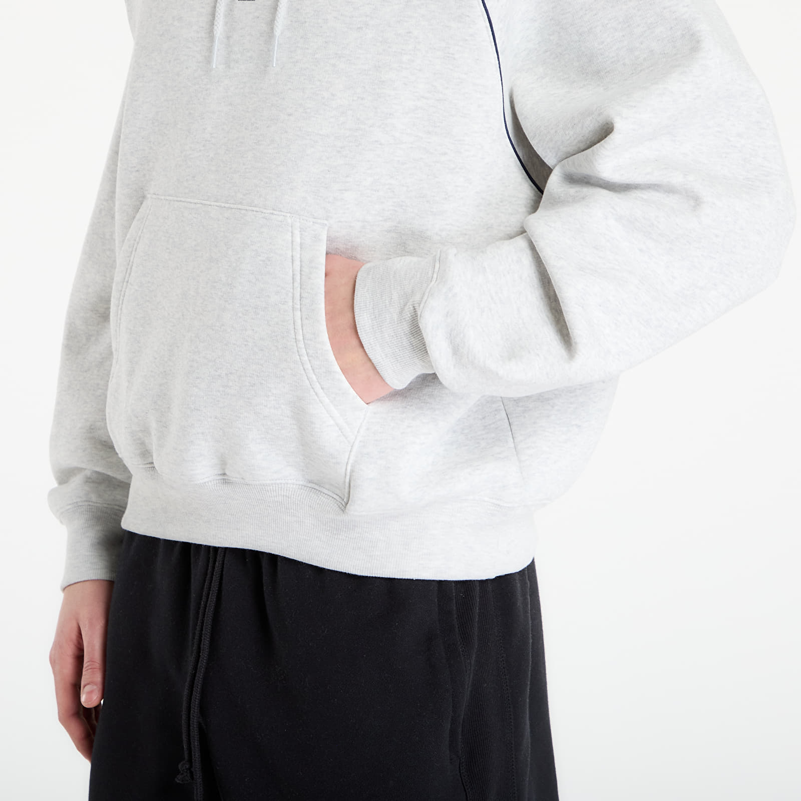 Felpe con cappuccio uomo New Balance Linear Graphic Fleece Hoodie Ash Heather