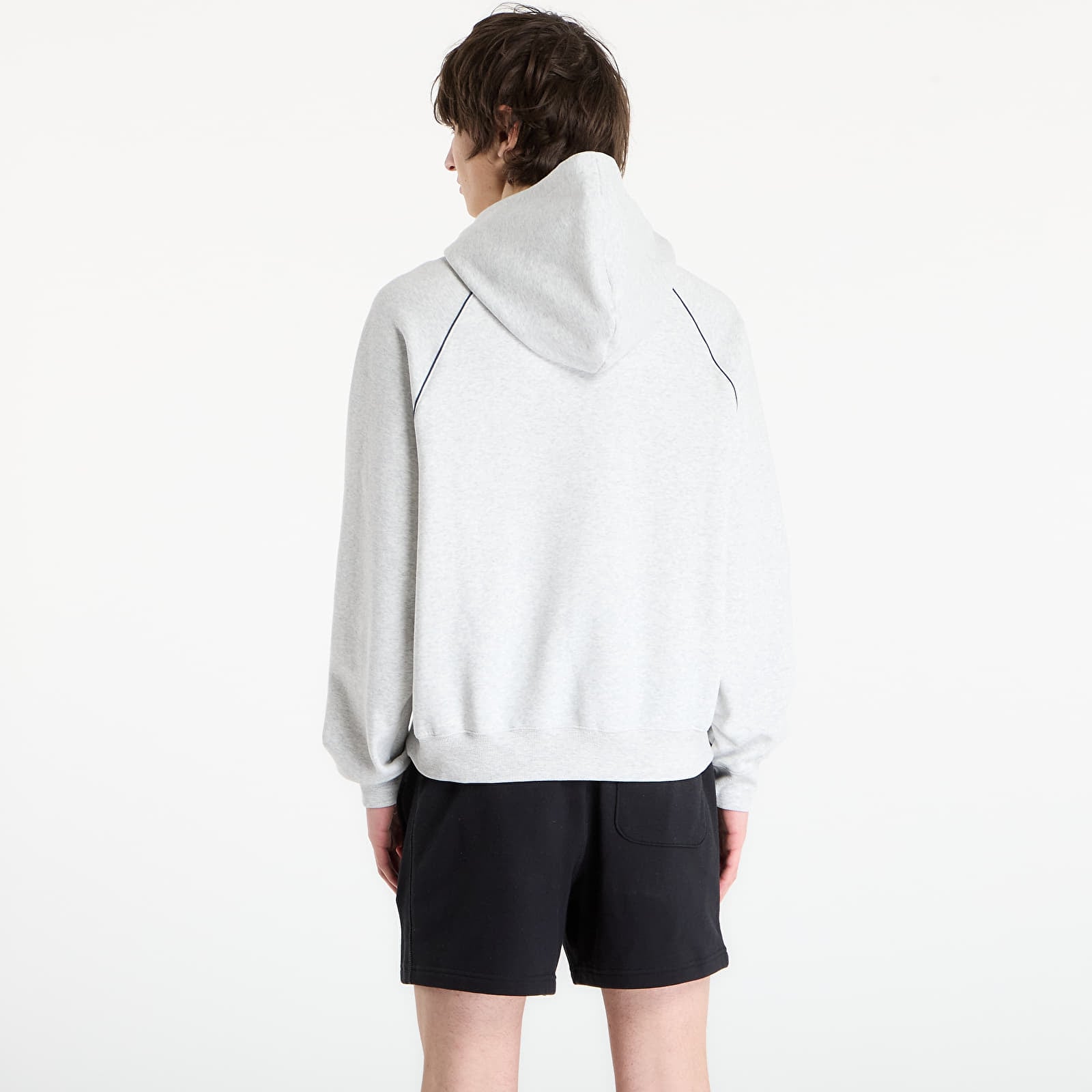 Felpe con cappuccio uomo New Balance Linear Graphic Fleece Hoodie Ash Heather