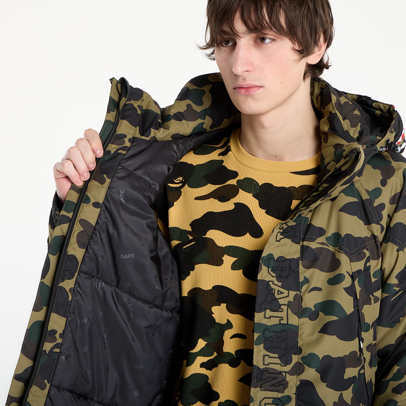 Giacche A BATHING APE 1St Camo Shark Snowboard Jacket M Green