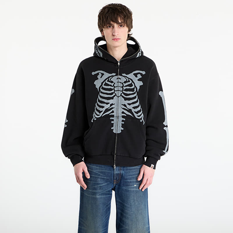 A BATHING APE Skeleton Shark Heavy Washed Cropped Fit Full Zip