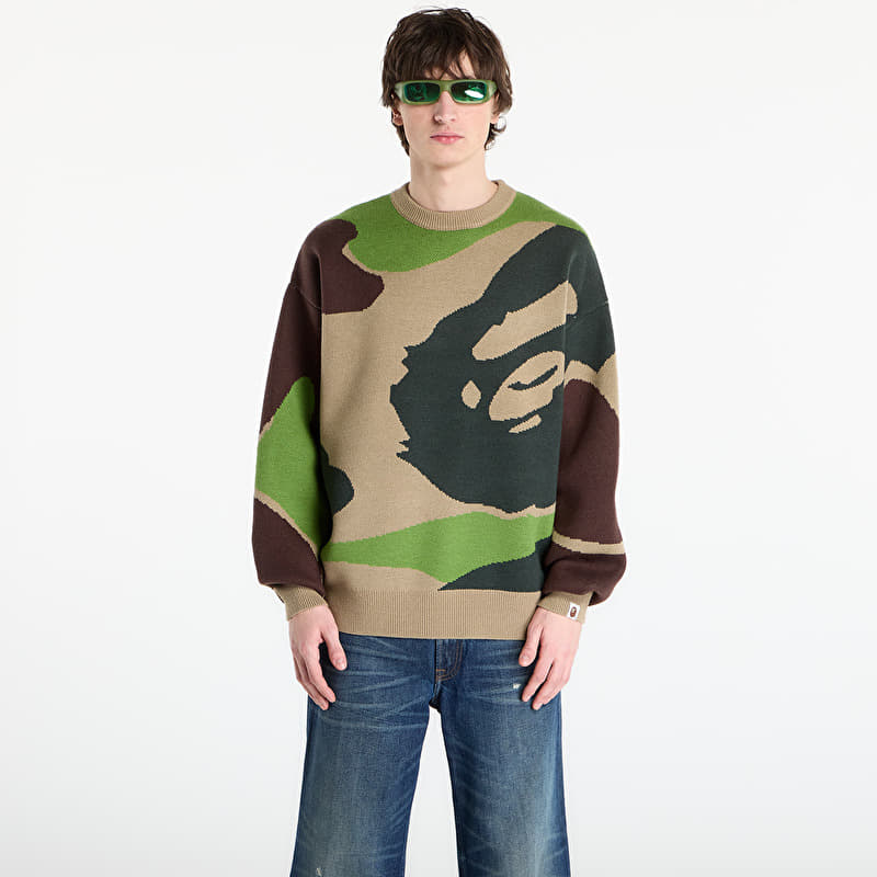 Genser A BATHING APE Mega Abc Camo Knit Crewneck Sweatshirt M Green