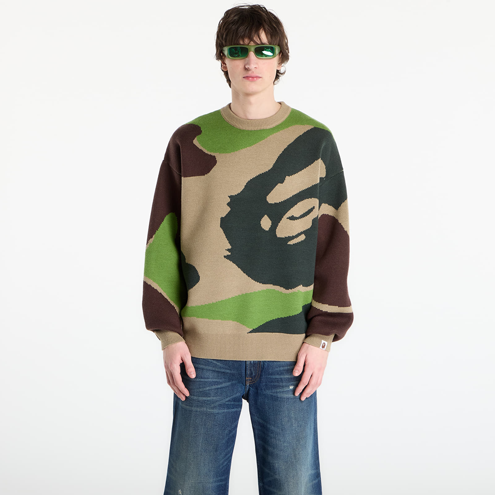Maglioni A BATHING APE Mega Abc Camo Knit Crewneck Sweatshirt M Green
