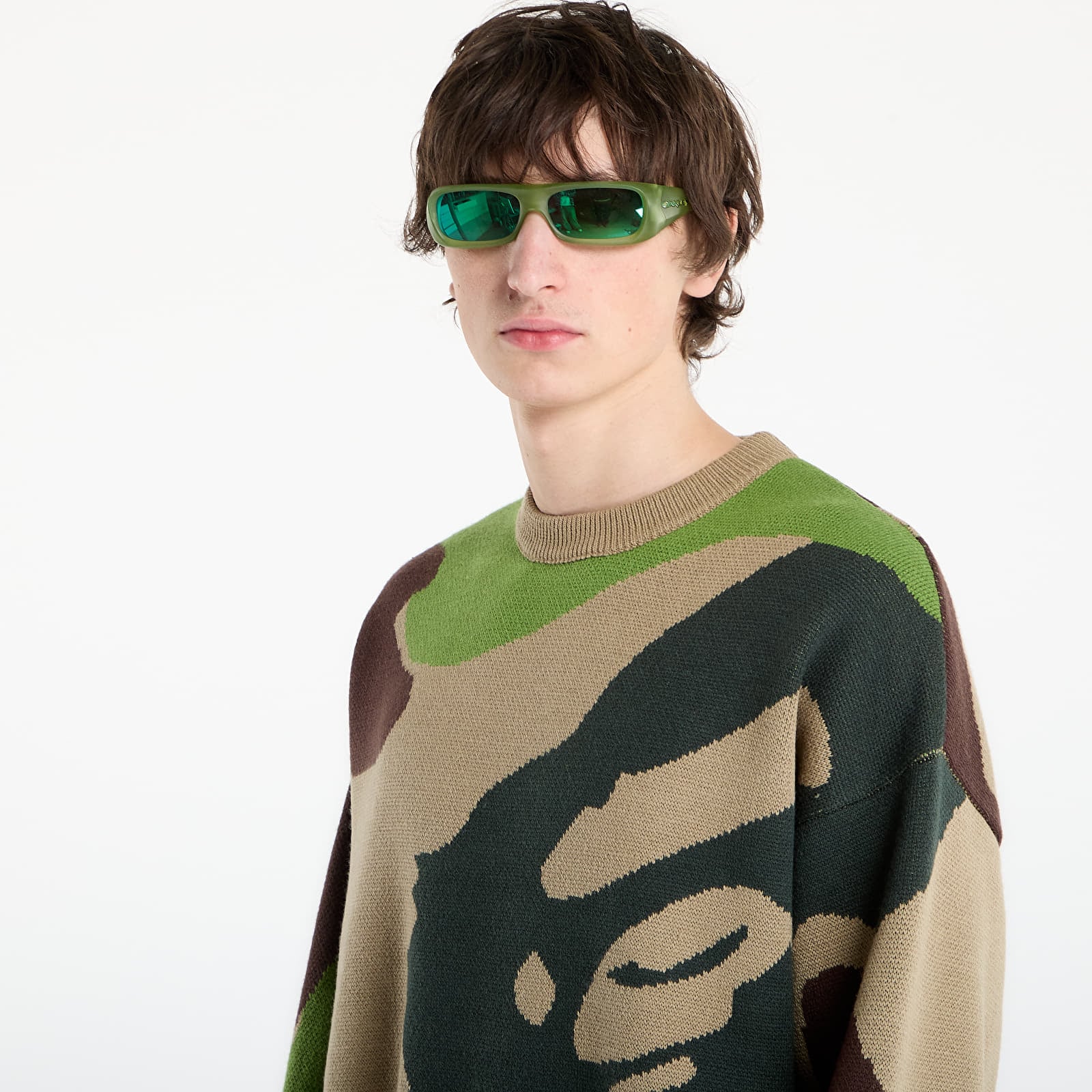 Maglioni A BATHING APE Mega Abc Camo Knit Crewneck Sweatshirt M Green
