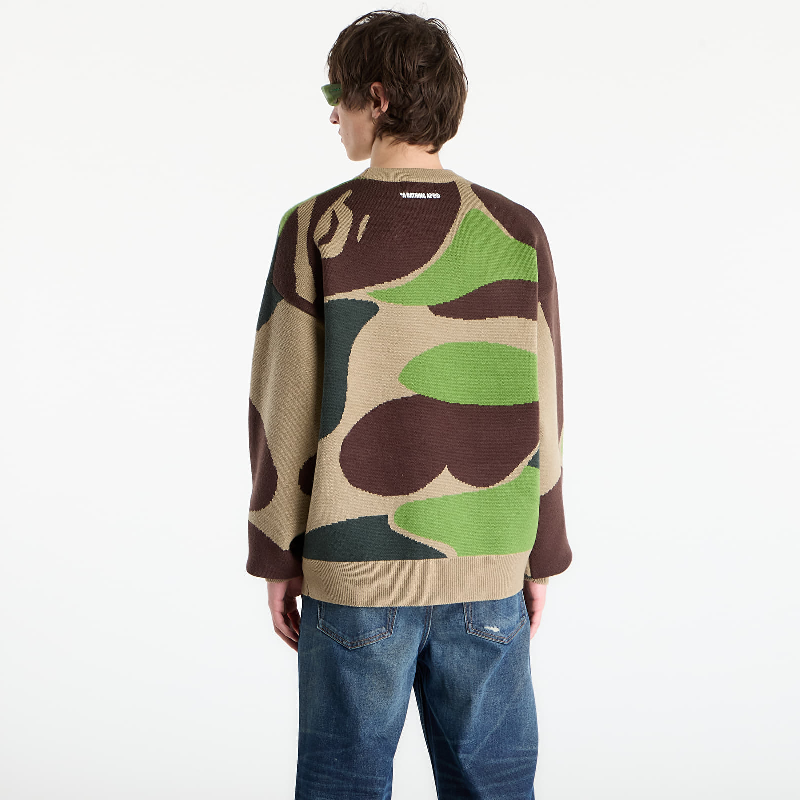 Maglioni A BATHING APE Mega Abc Camo Knit Crewneck Sweatshirt M Green