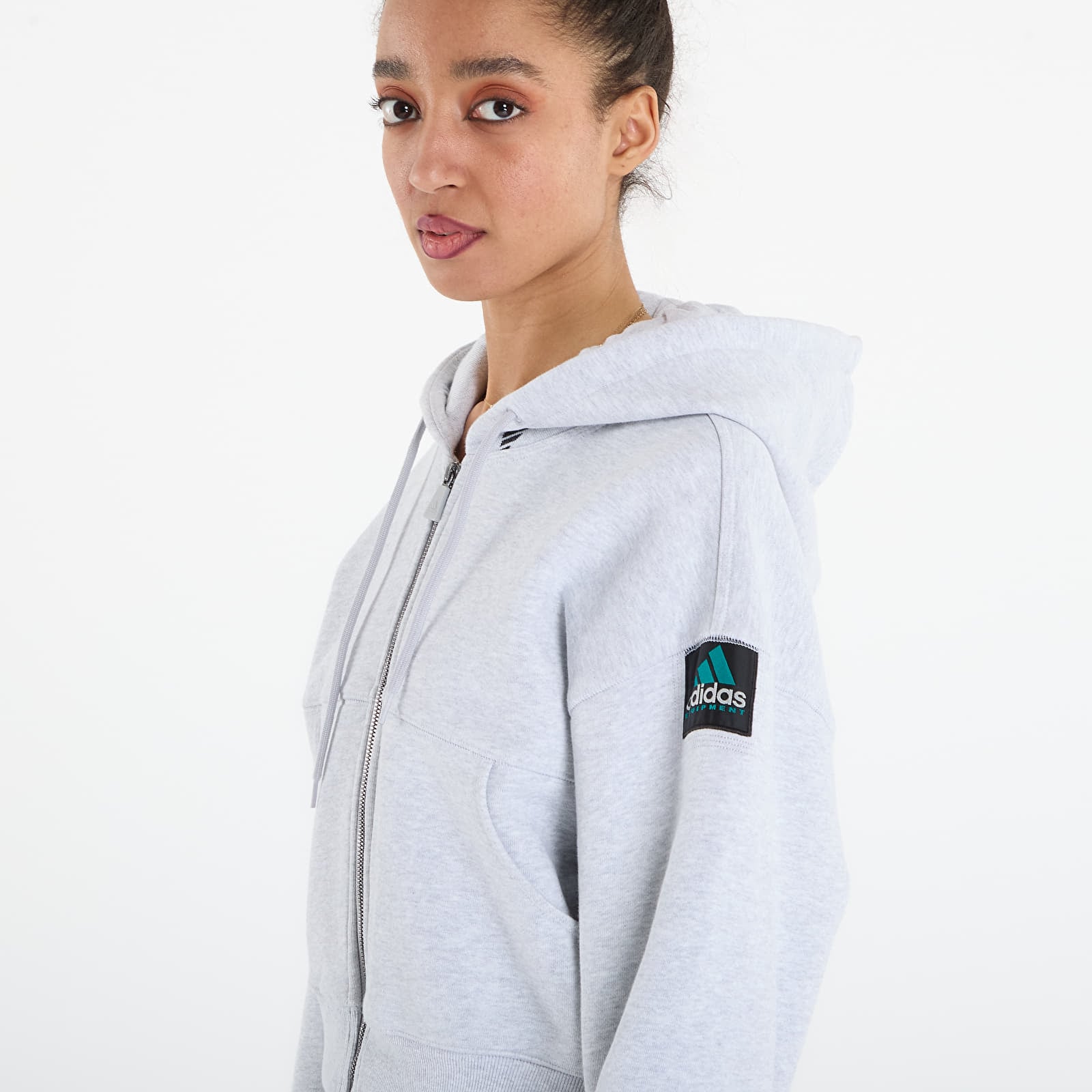 Sweatjacken und Sweatshirts adidas Cropped Hoodie Light Solid Grey