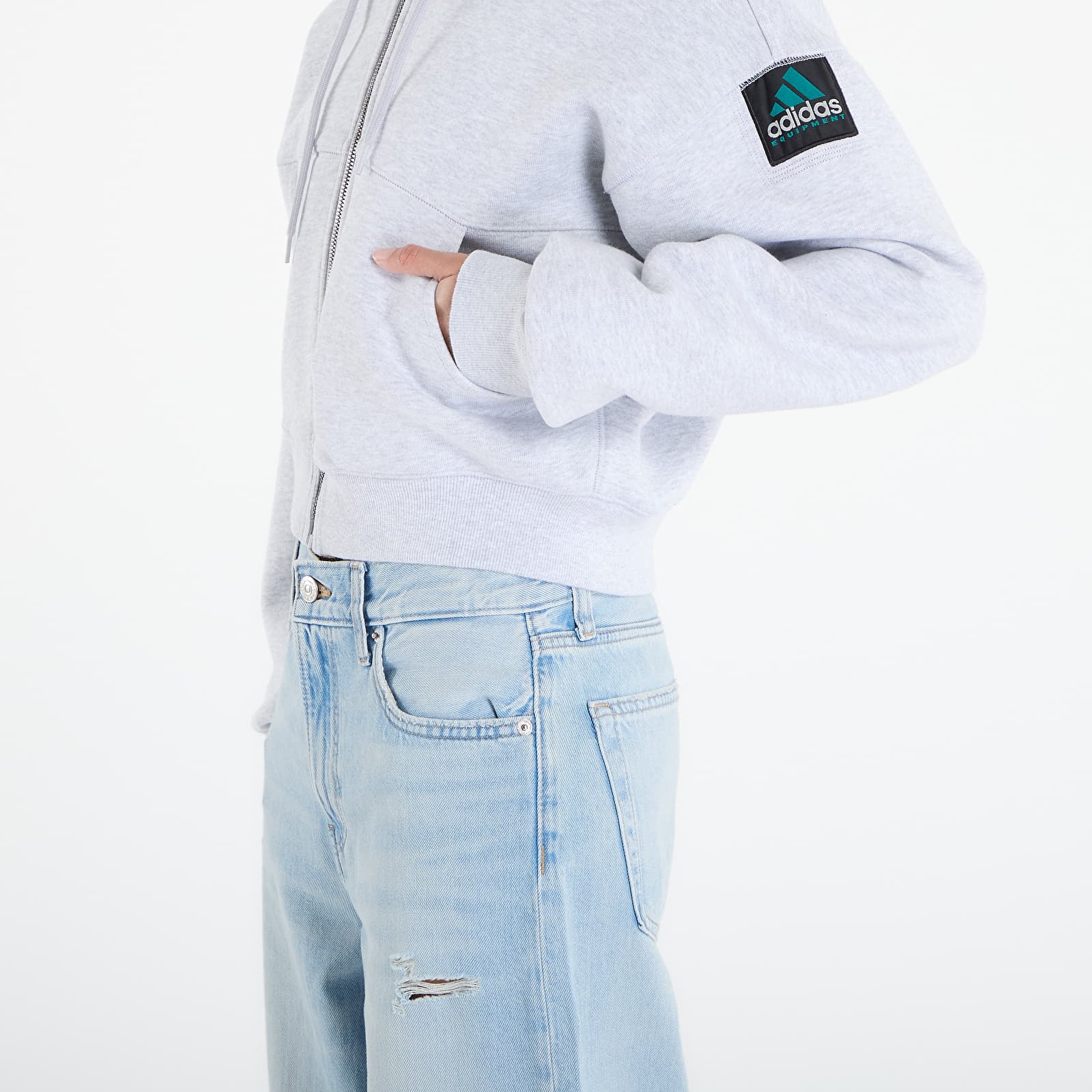 Sweatjacken und Sweatshirts adidas Cropped Hoodie Light Solid Grey