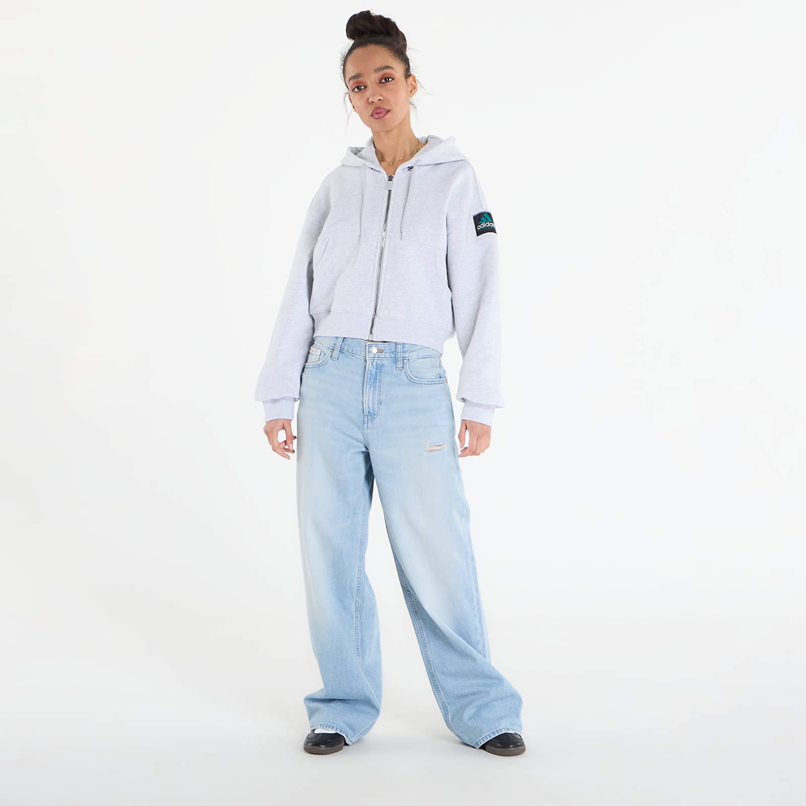 Sweatjacken und Sweatshirts adidas Cropped Hoodie Light Solid Grey