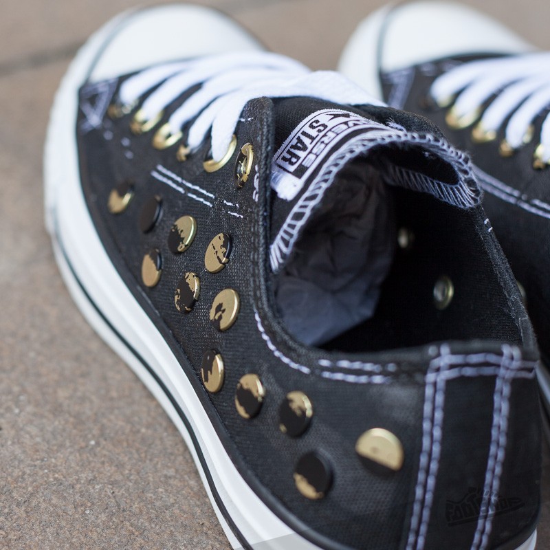 Black converse gold studs sales