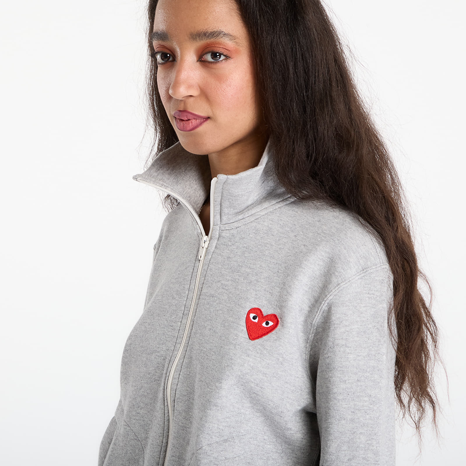 Felpe Comme des Garçons PLAY Sweatshirt Red Emblem Knit UNISEX Top Grey