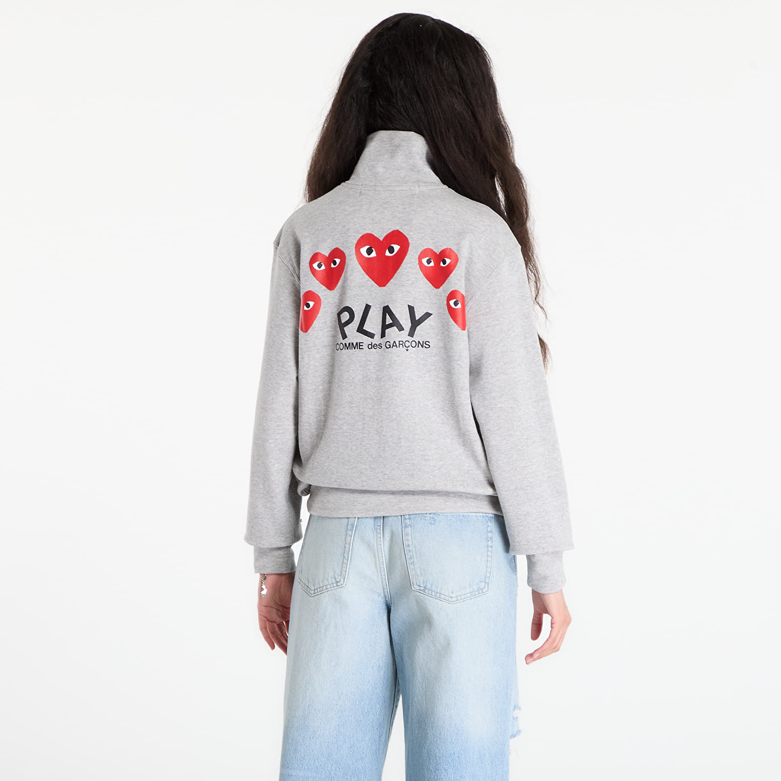 Felpe Comme des Garçons PLAY Sweatshirt Red Emblem Knit UNISEX Top Grey