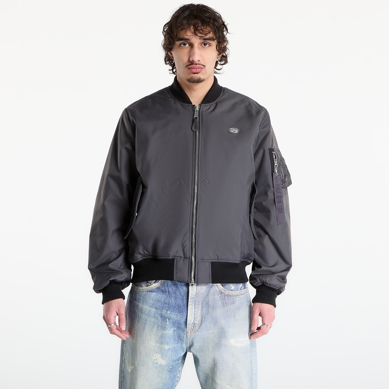 Geci Alpha Industries World Logo MA-1 Vintage Grey