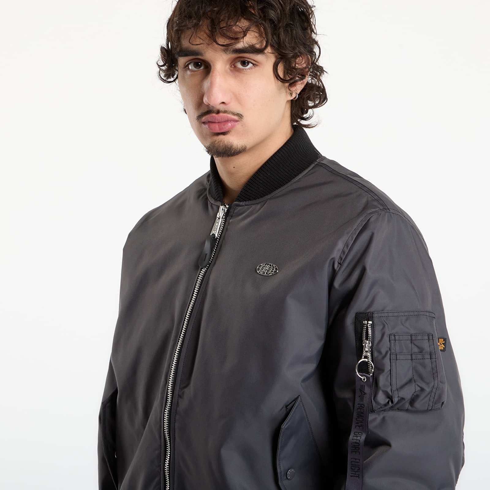 Geci Alpha Industries World Logo MA-1 Vintage Grey