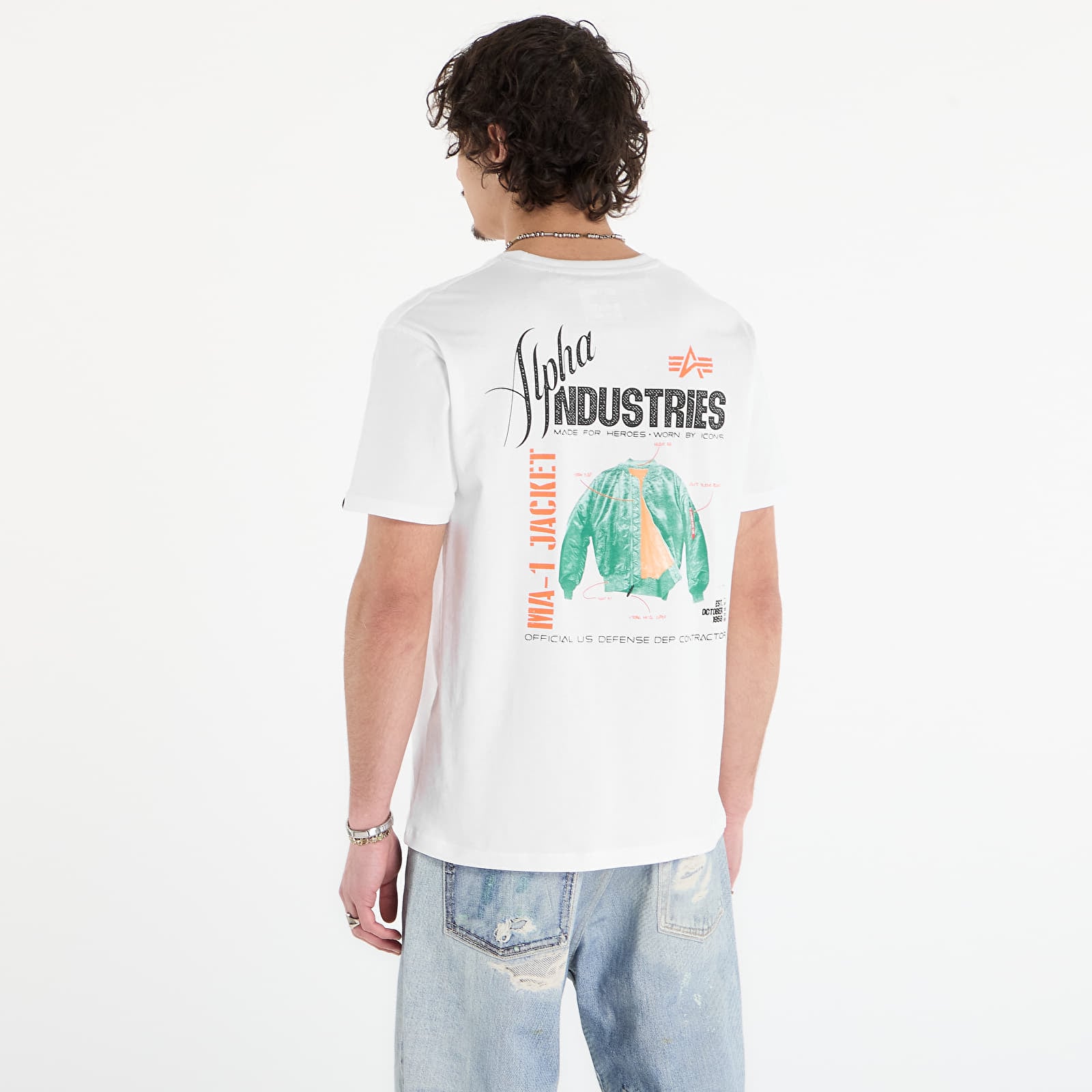 T-Shirts Alpha Industries Heritage Backprint T-Shirt White/ Sage