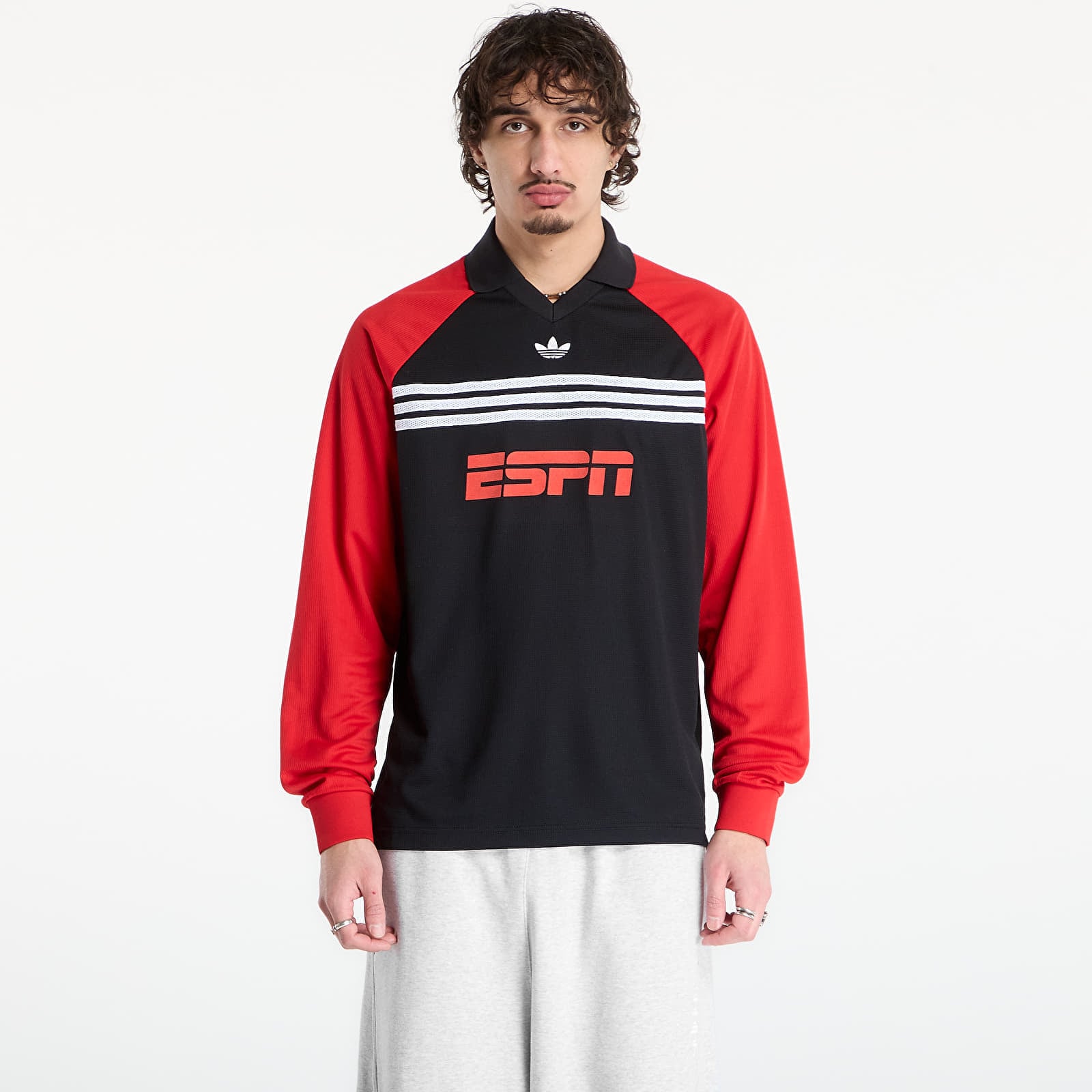 Tricou adidas Chest Str Ls T Black/ Better Scarlet XL
