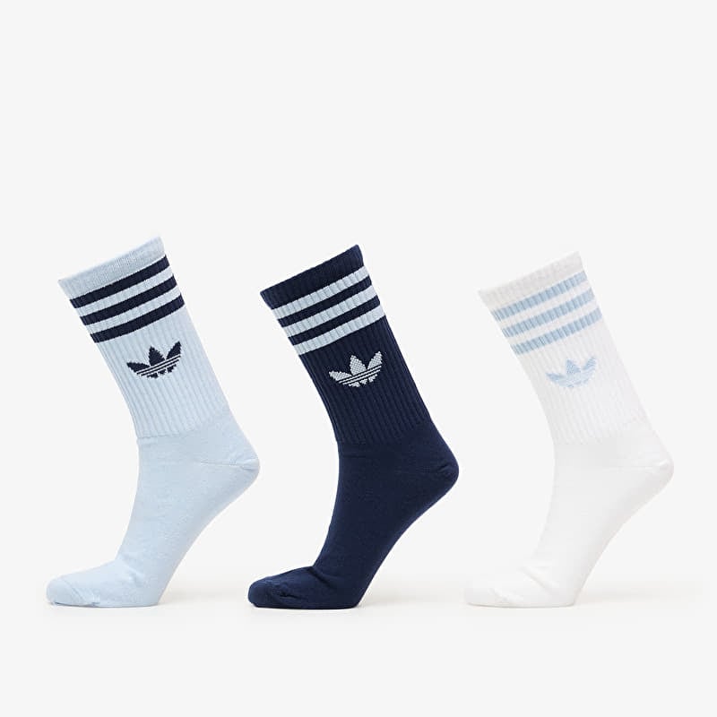 Sukat adidas 3-Stripes Crew Socks 3 Pairs Wonder Blue/ Night Indigo/ White