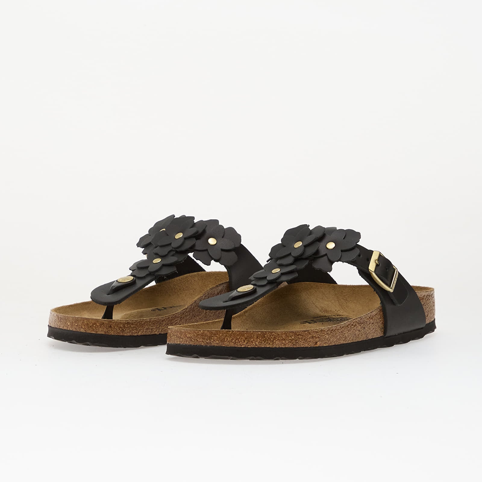 Damesko Birkenstock Gizeh Flower Leather Women Black
