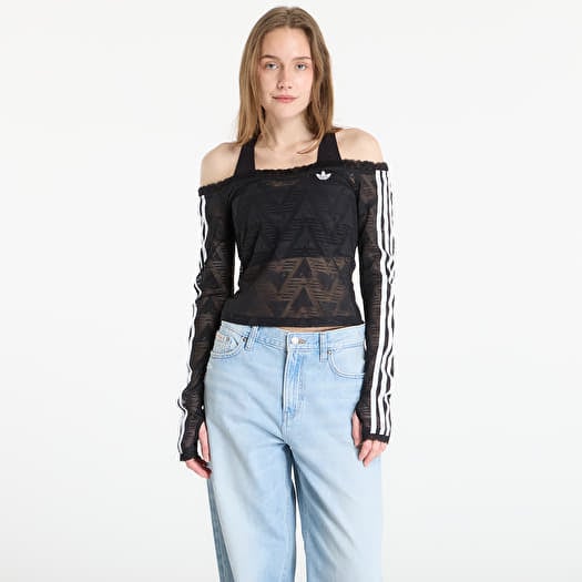 Top adidas Lace Bardot Top Black