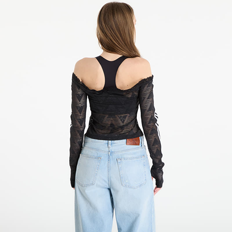 adidas Lace Bardot Long-Sleeve Top Black | Footshop