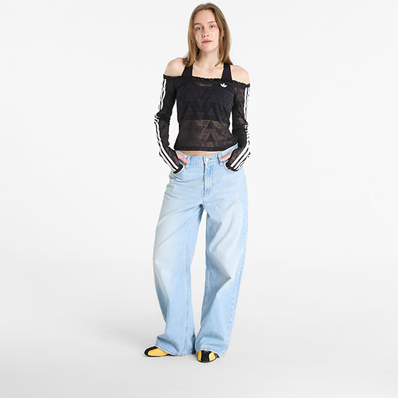 adidas Lace Bardot Long-Sleeve Top Black | Footshop