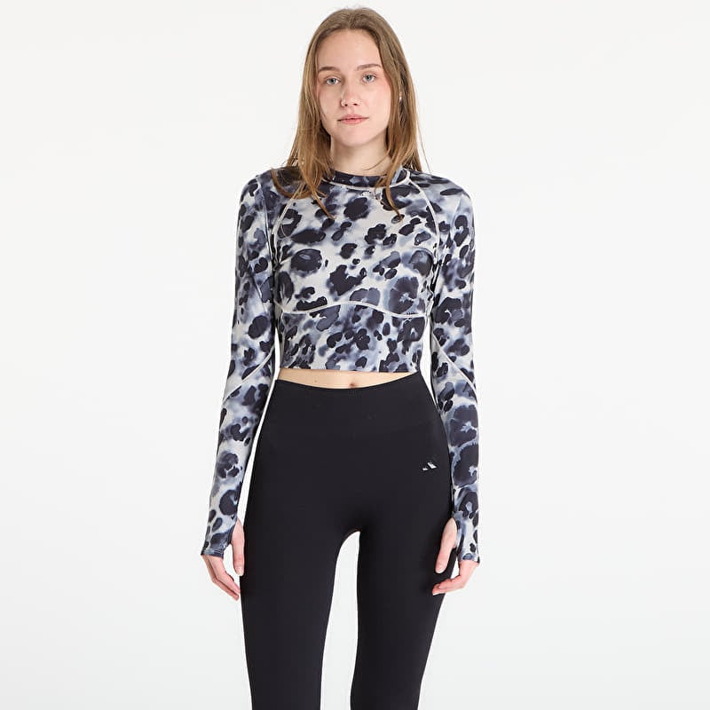 adidas x Stella Mccartney Training Longsleeve Crop Printed Top Wonder Alumina/ Black