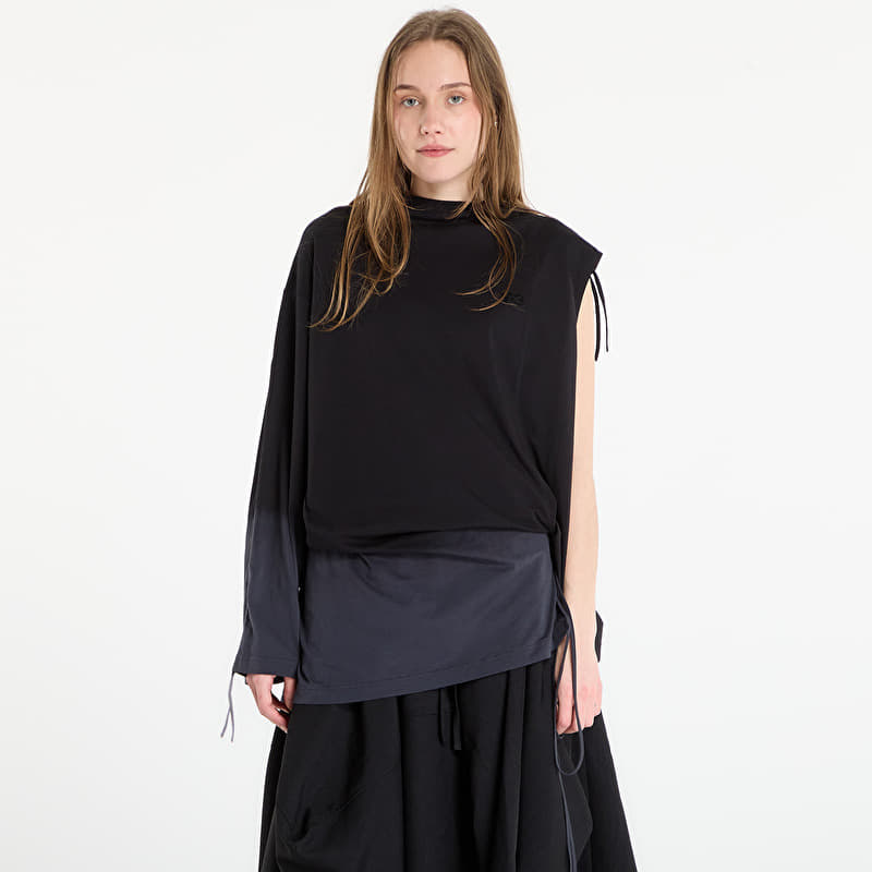 T-shirt Y-3 Dip Dye Cinched Drape T-Shirt Black