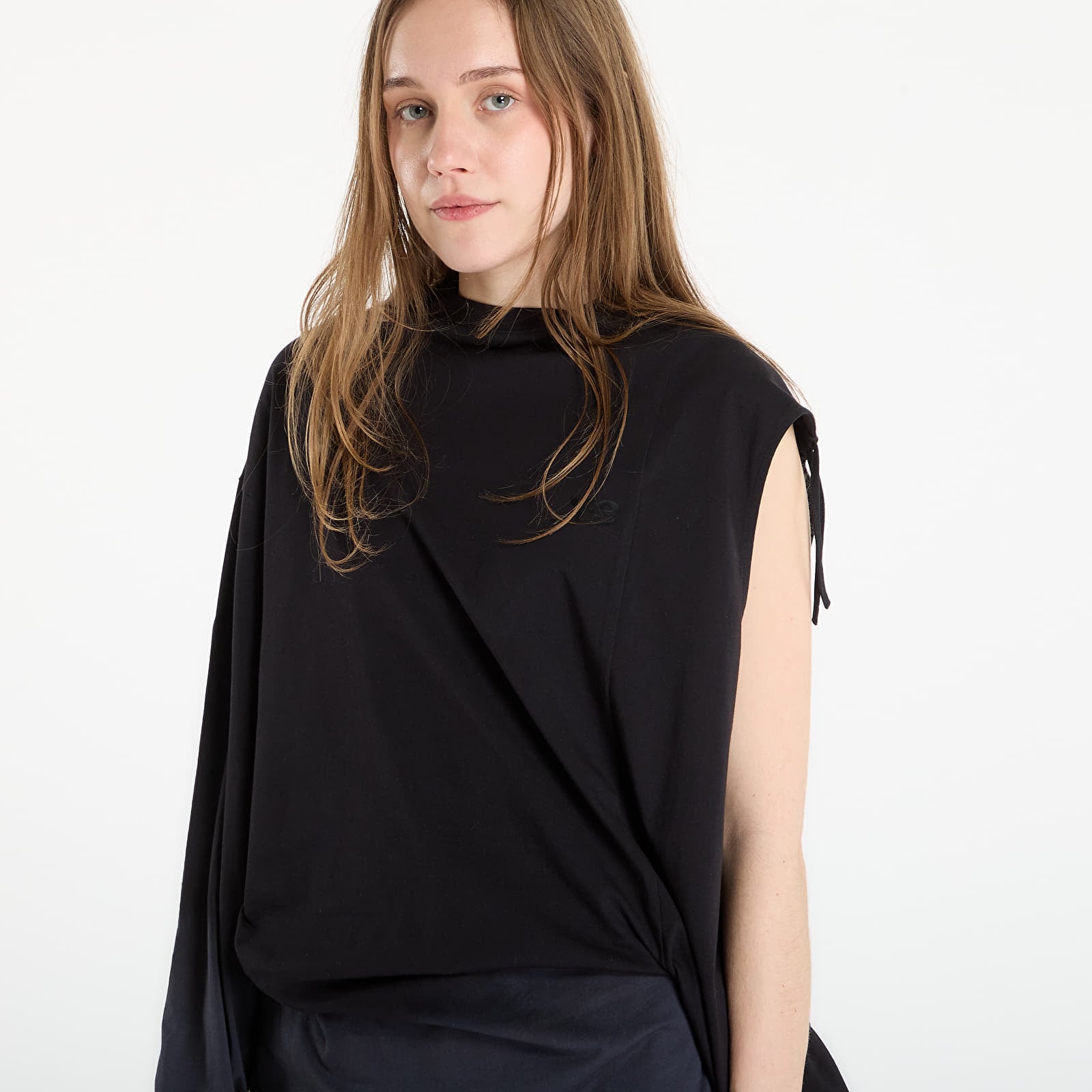 Dames T-shirts Y-3 Dip Dye Cinched Drape T-Shirt Black