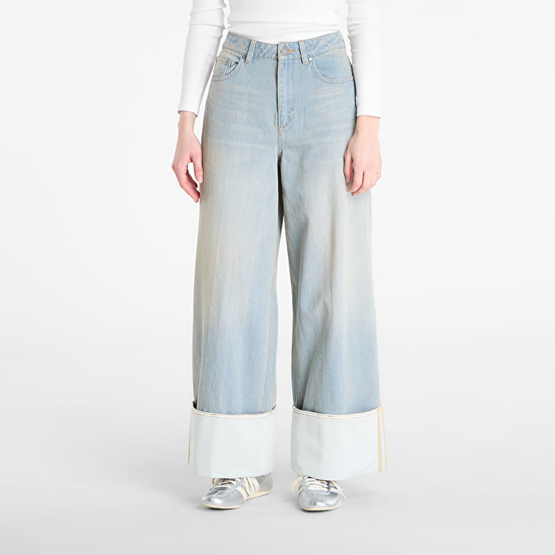 adidas Vintage Wide Leg Jeans Light Denim/ Off White