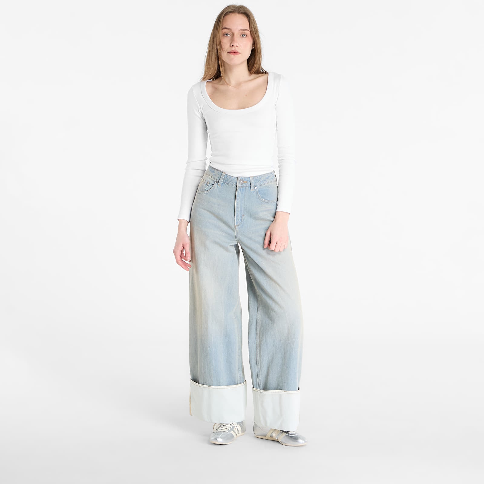 Jeans adidas Wide Leg Jeans Lghden/ Off White