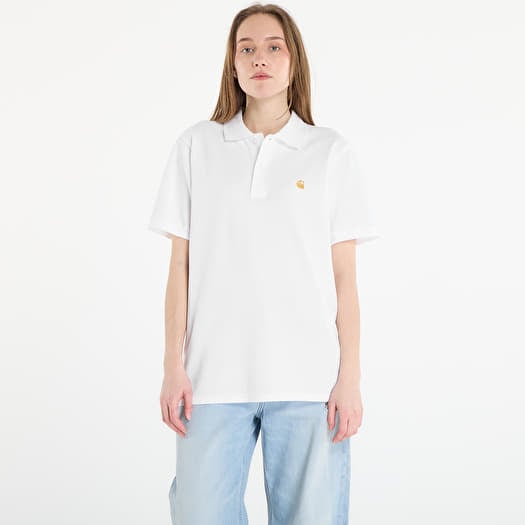 Marškinėliai Carhartt WIP S/S Chase Pique Polo UNISEX White/ Gold