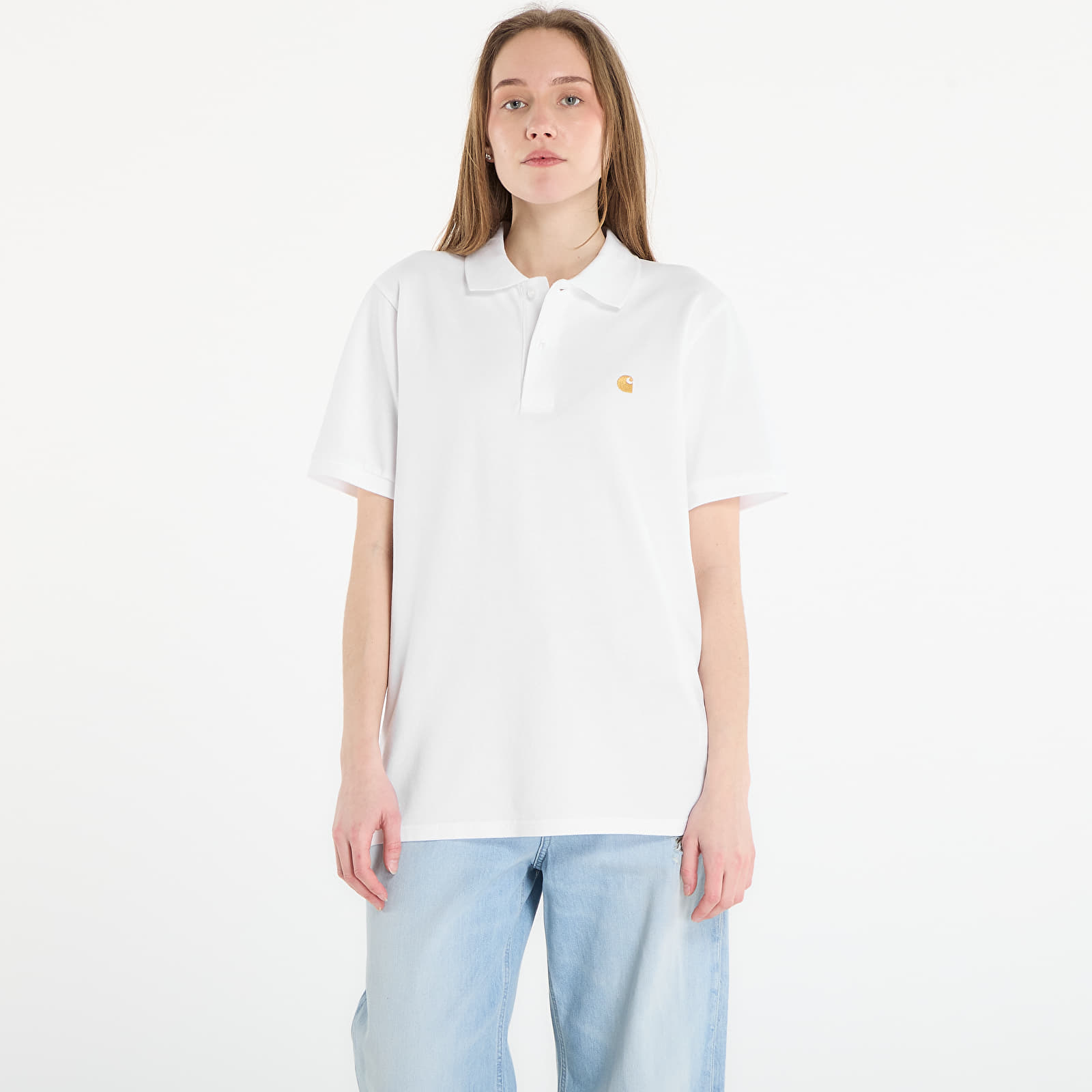 T-shirts Carhartt WIP S/S Chase Pique Polo UNISEX White/ Gold