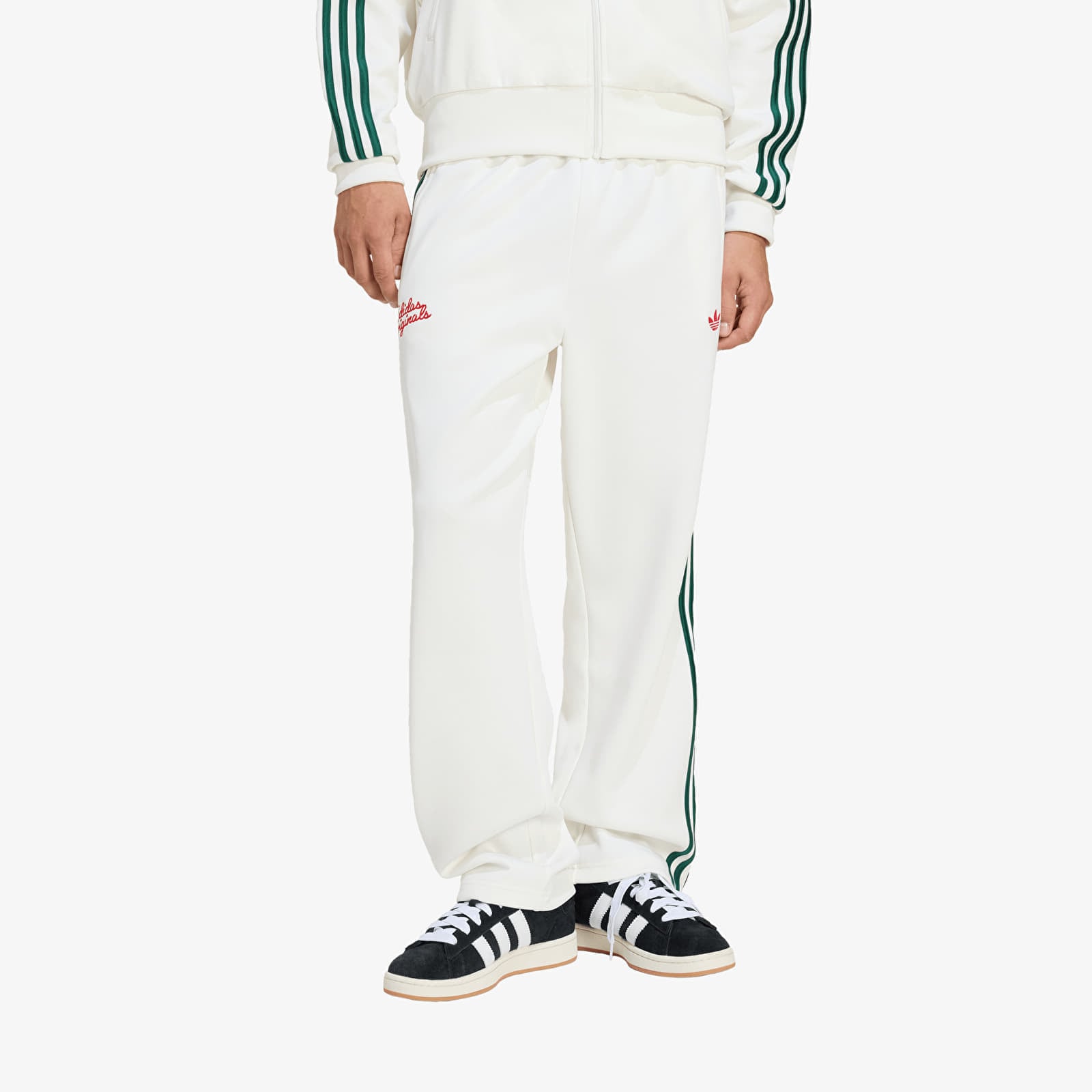 Pantaloni de trening adidas Track Pants Off White/ Collegiate Green L
