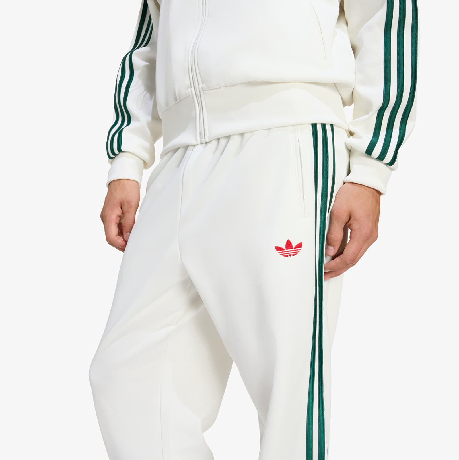 Jogger-housut adidas Track Pants Off White/ Collegiate Green