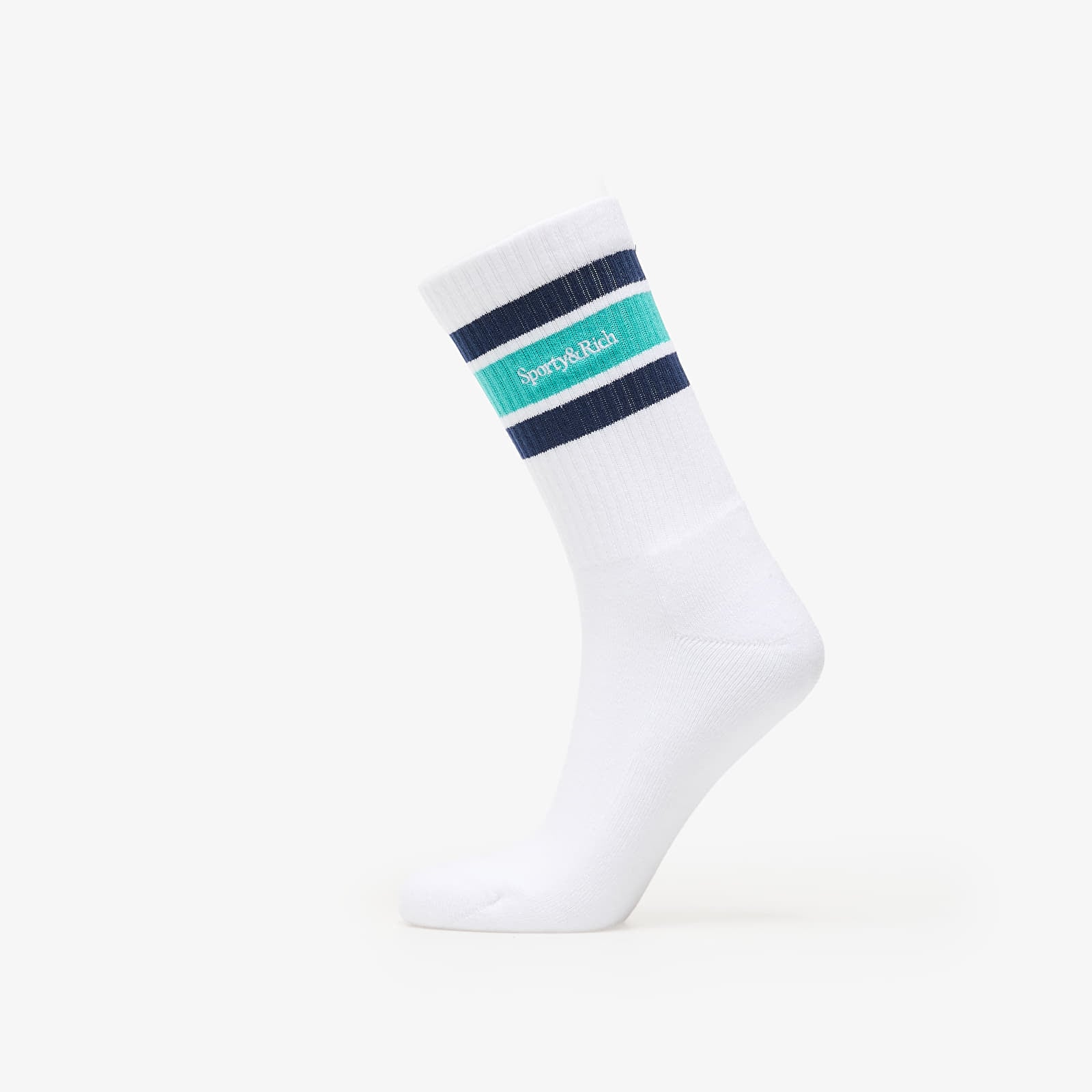 Kojinės Sporty & Rich Serif Logo Socks White/ Spring Green/ Light Navy