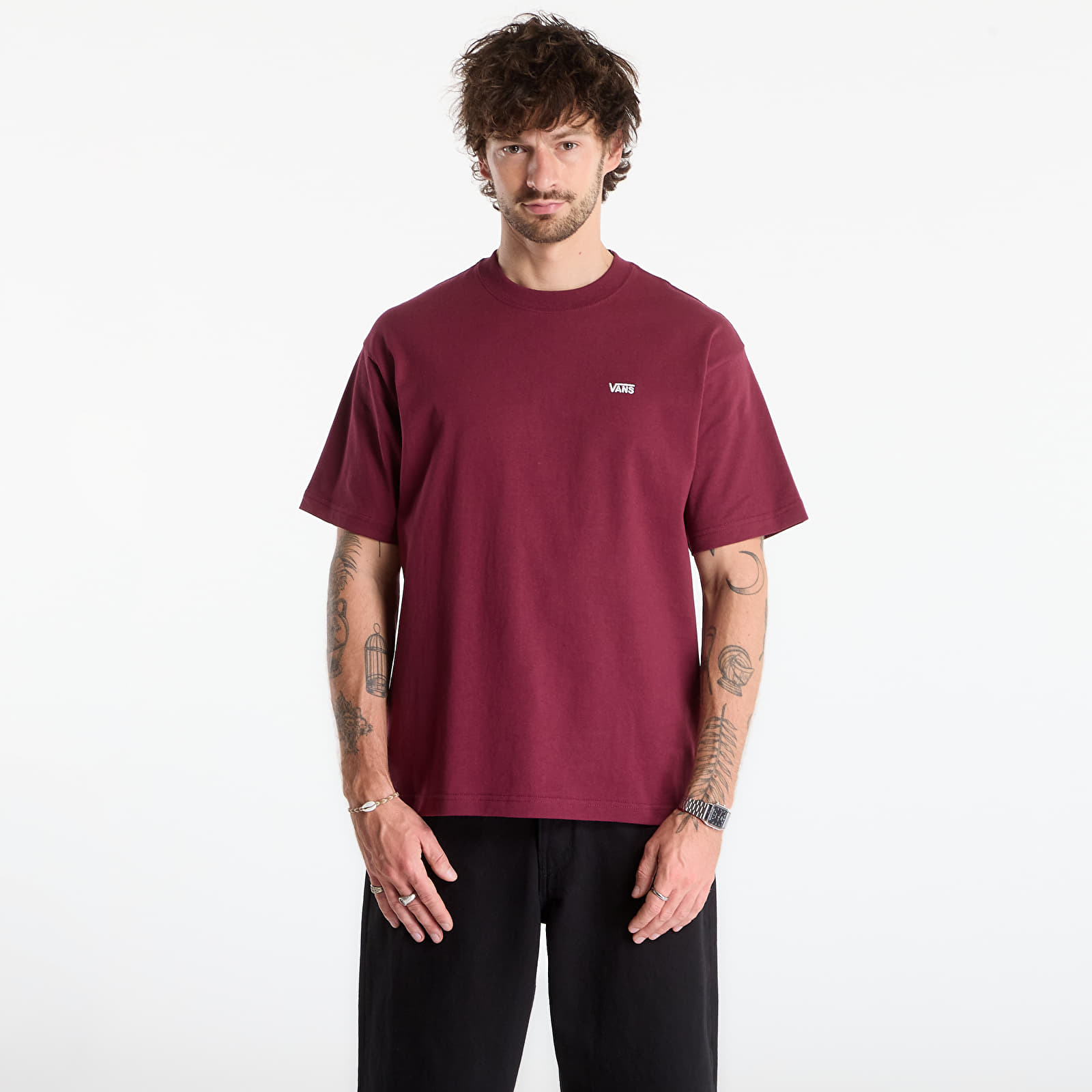 T-shirty męskie Vans Left Chest II Loose SS T-Shirt Burgundy