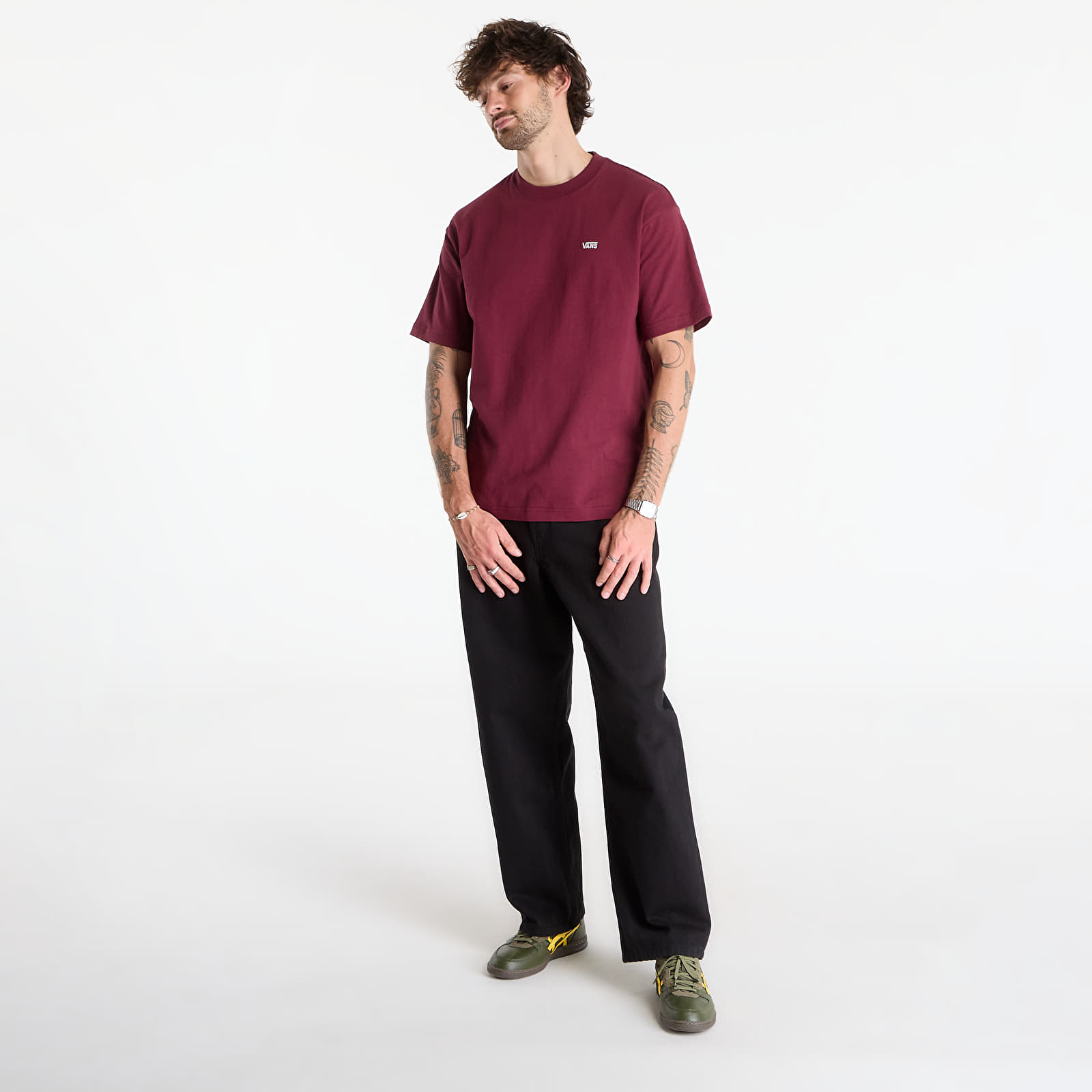 T-shirty męskie Vans Left Chest II Loose SS T-Shirt Burgundy