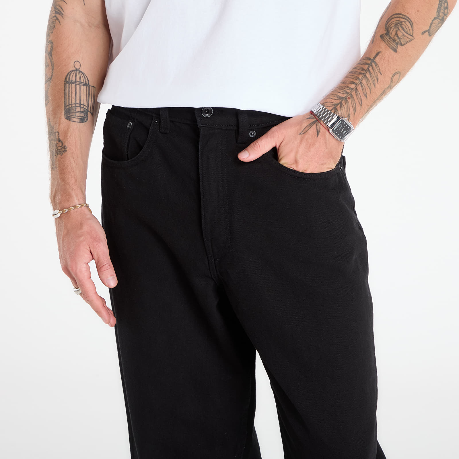 Byxor för män Vans Check-5 Baggy Denim Pant Black