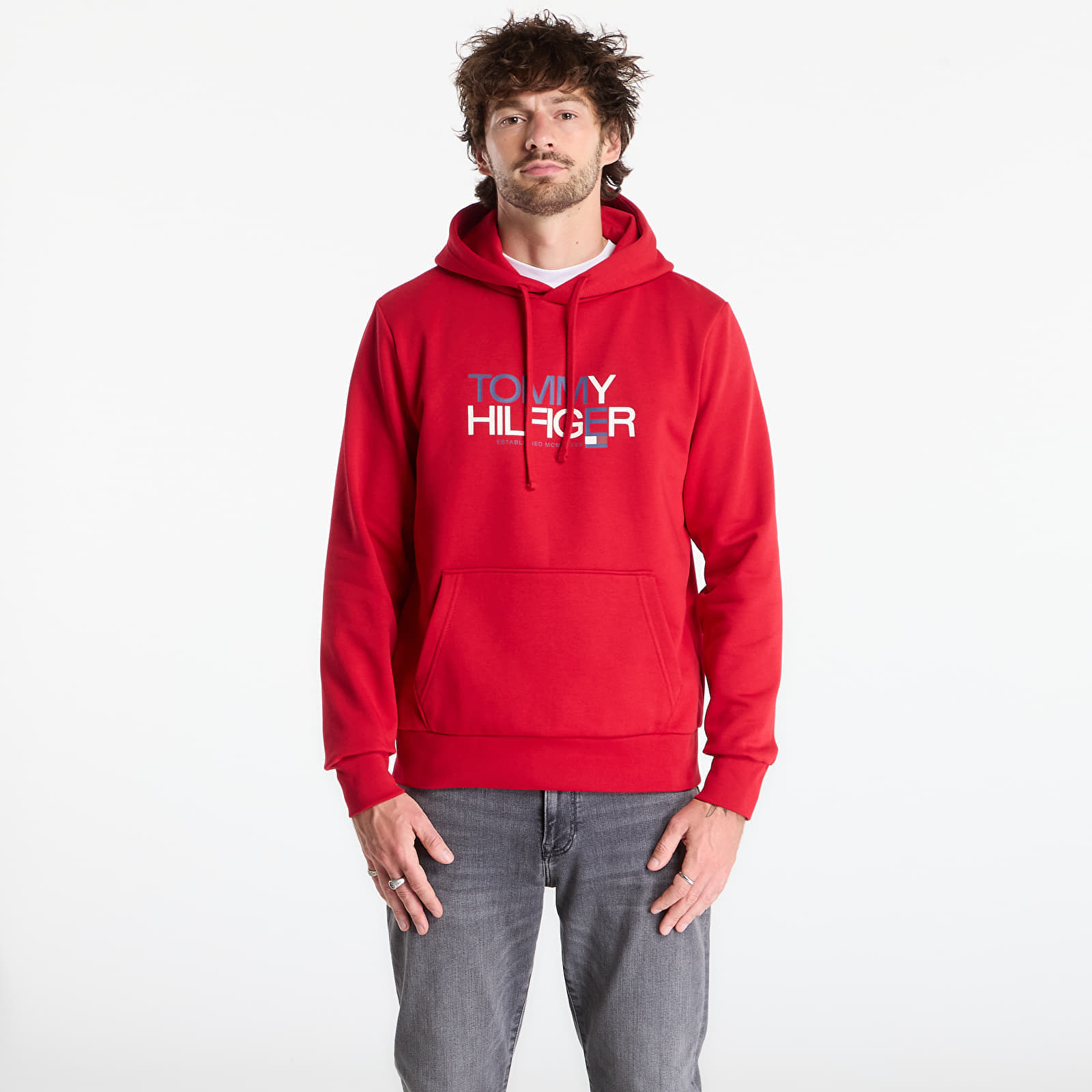 Суитшърт Tommy Hilfiger Brand Love Big Text Hoody Medium Red M