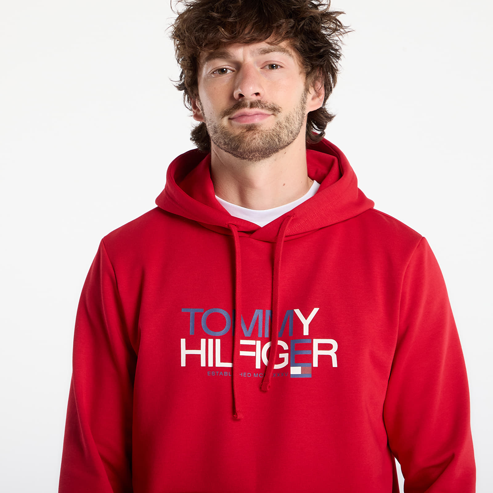 Miesten hupparit Tommy Hilfiger Brand Love Big Text Hoody Medium Red