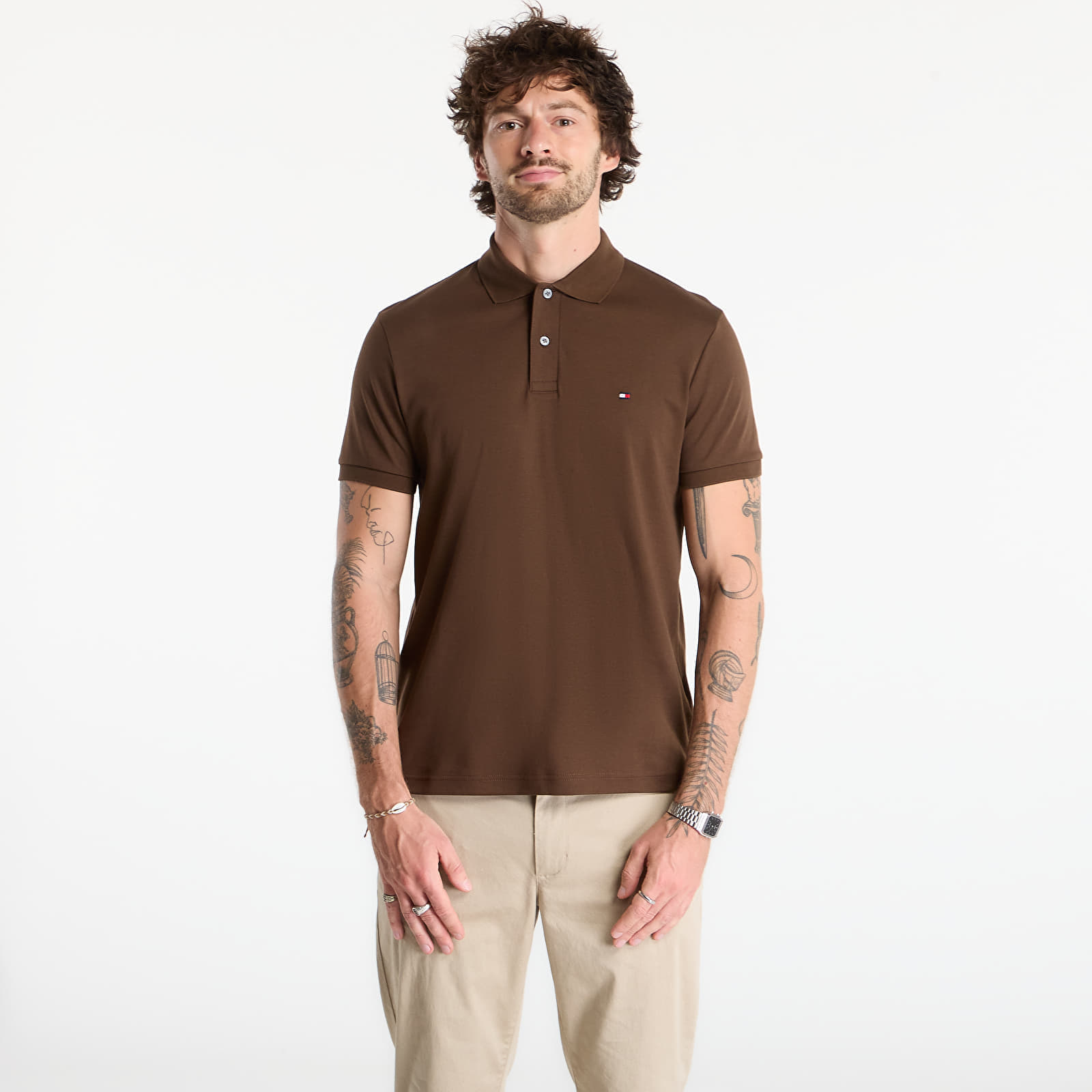 Тениска Tommy Hilfiger Liquid Cotton Reg Seasonal Polo Legacy Brown L