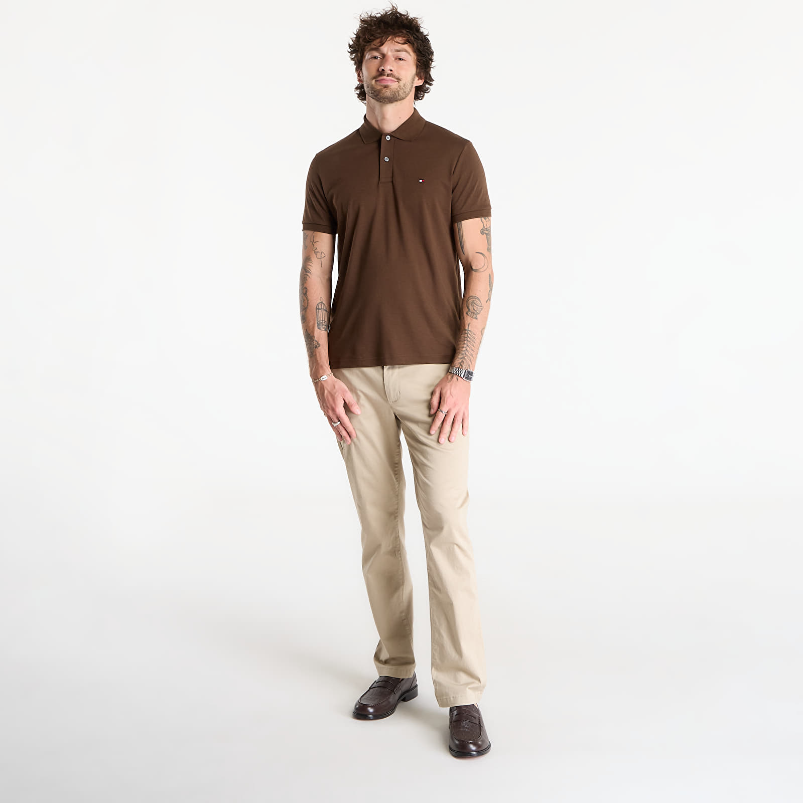 Magliette da uomo Tommy Hilfiger Liquid Cotton Reg Seasonal Polo Legacy Brown
