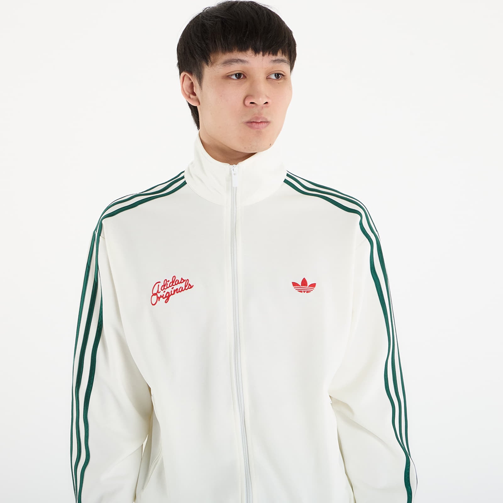 Džemperiai su gobtuvais ir džemperiai adidas Tt Off White/ Collegiate Green