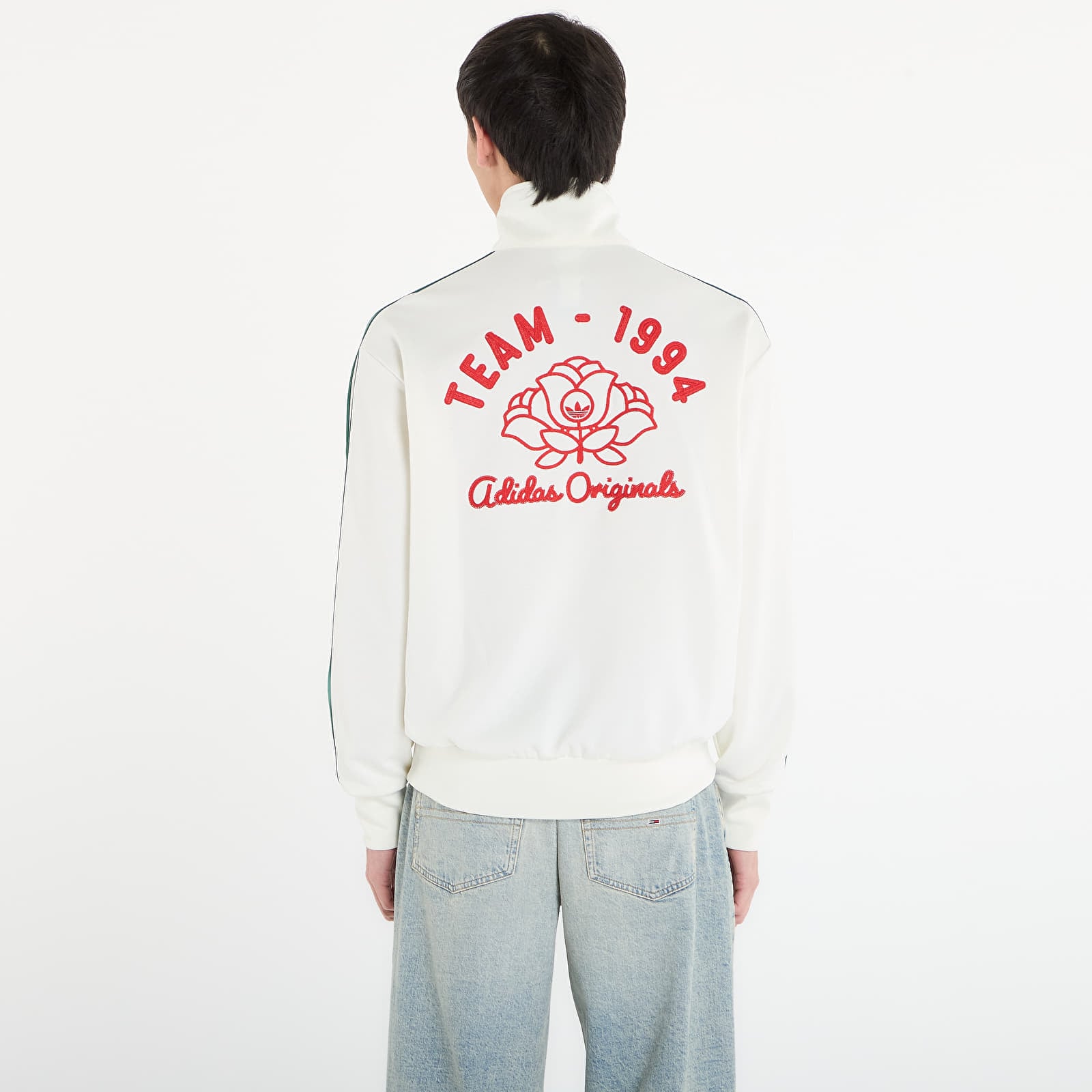 Džemperiai su gobtuvais ir džemperiai adidas Tt Off White/ Collegiate Green