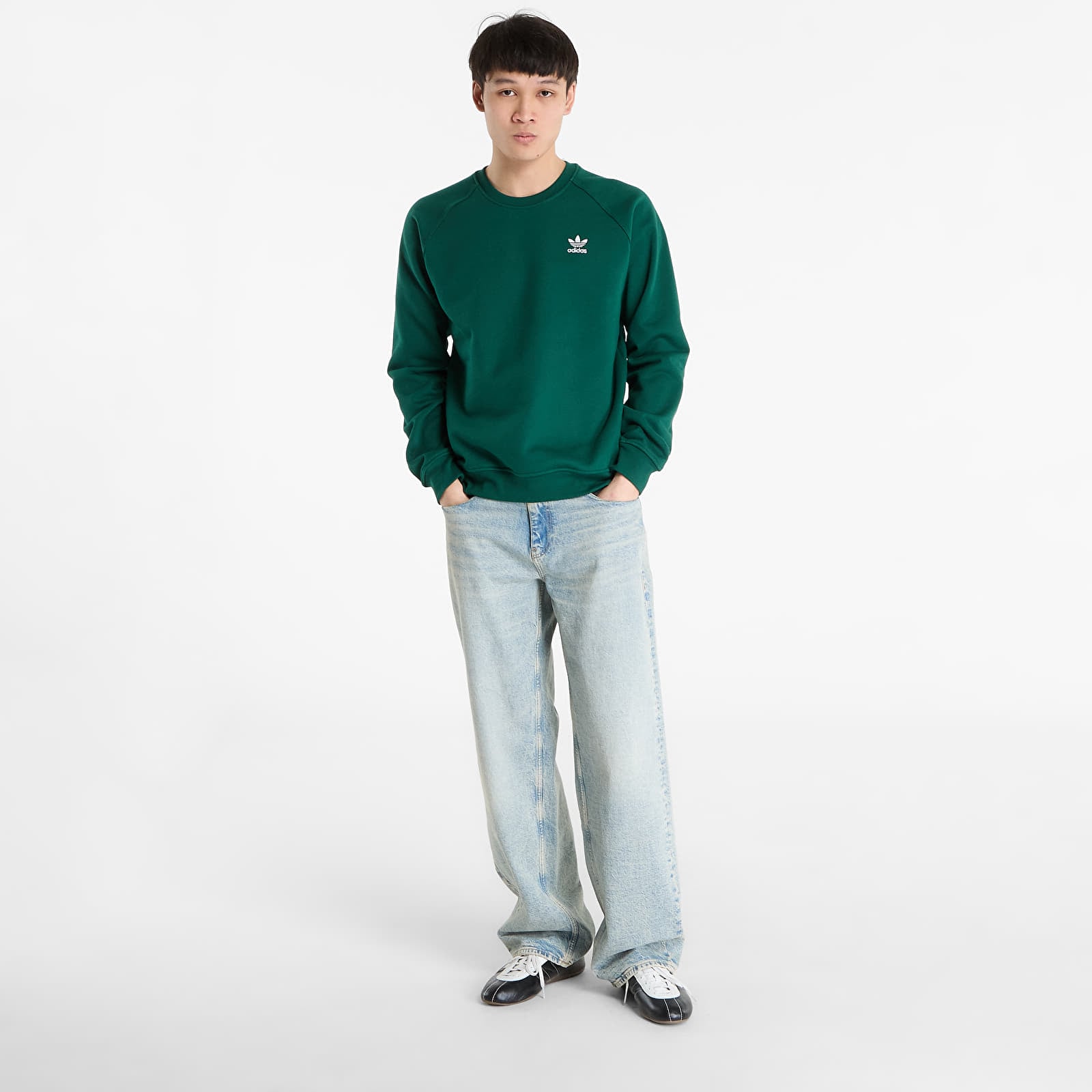 Džemperiai su gobtuvais ir džemperiai adidas Ess Crew Collegiate Green
