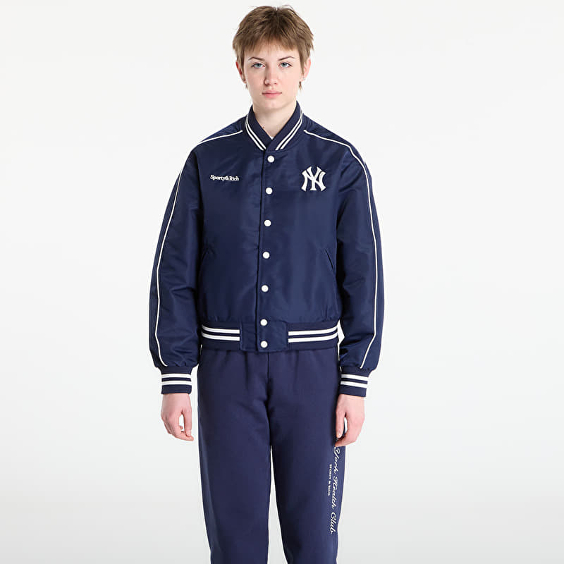 Bunda Sporty & Rich Yankees Curve Nylon Varsity Jacket Dark Navy/ White